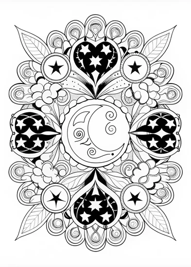 A coloring page of Moonlit Mandala Dreams
