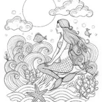 Moonlit Mermaid Serenity Coloring Page
