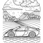 Moonlit Supercar Adventure Coloring Page