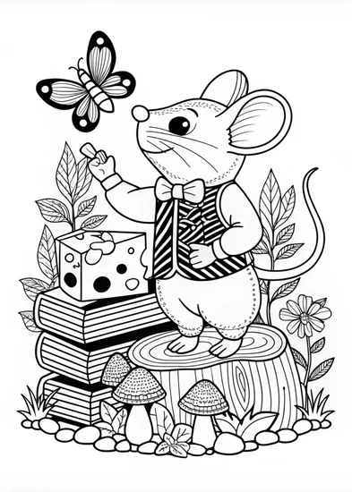 A coloring page of Cute Little Mouse Coloring Page