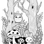 Mushroom Forest Adventure Coloring Page