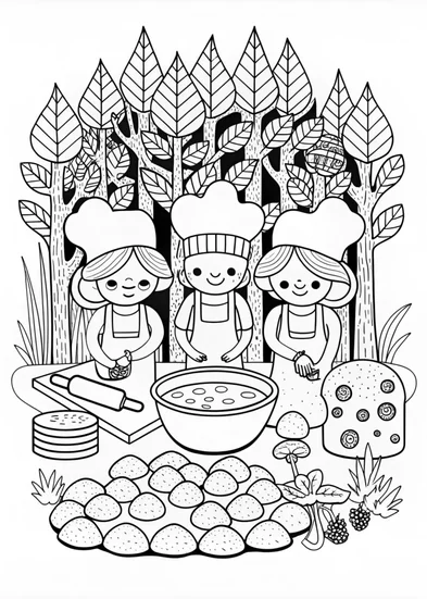 A coloring page of Magical Mushroom Meadow Coloring Page