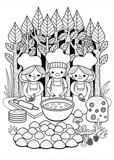 A coloring page of Magical Mushroom Meadow Coloring Page