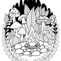 Magical Mushroom Campfire