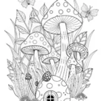 Mushroom Fantasy Forest Coloring Page
