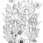 Mushroom Fantasy Forest Coloring Page