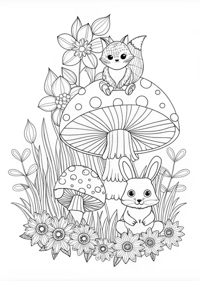 A coloring page of Mushroom Hide and Seek