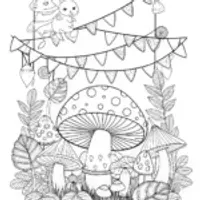 Mushroom Garden Coloring Page