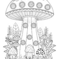Mushroom Fantasy Land Coloring Page