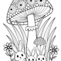 Mushroom in the Meadow Coloring Page