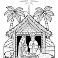 Nativity Scene with Baby Jesus Coloring Page