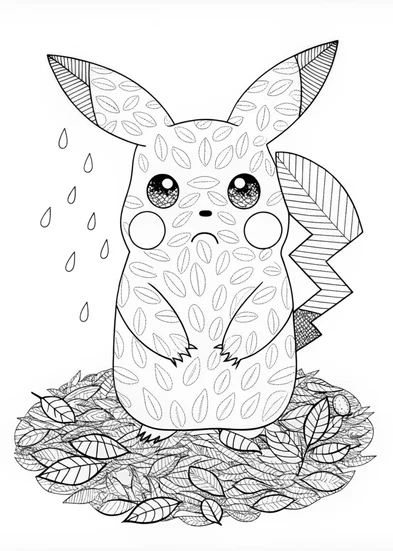 A coloring page of Pikachu’s Happy Adventure Coloring Page