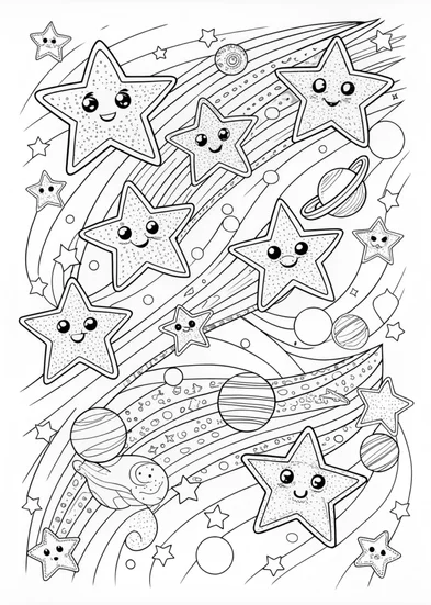 A coloring page of Happy Astronaut’s Space Adventure