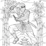 Ninja Warrior Coloring Page