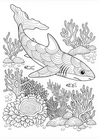 A coloring page of Hammerhead Shark Adventures Underwater