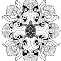 Ocean Mandala with Turtle and Seashells