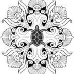 Ocean Mandala with Turtle and Seashells
