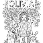 Olivia’s Animal Friends Coloring Page