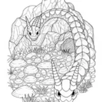 Rockruff in a Rocky Landscape Coloring Page