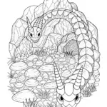Rockruff in a Rocky Landscape Coloring Page
