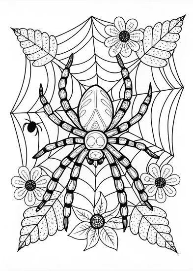 A coloring page of Orb Weaver Spider