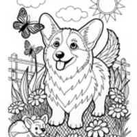 Corgi’s Happy Day Coloring Page