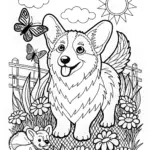 Corgi’s Happy Day Coloring Page