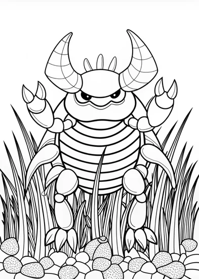 A coloring page of Forest Adventures with Venonat