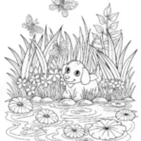 Playful Puppy Adventure by the Pond