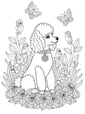 Poodle Pup Ready for Fun coloring pages