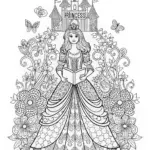 Princess with a Crown Coloring Page