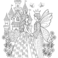 Princess and Fairy by the Enchanted Castle