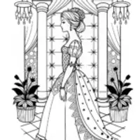 Princess in Elegant Gown Coloring Page