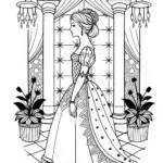 Princess in Elegant Gown Coloring Page