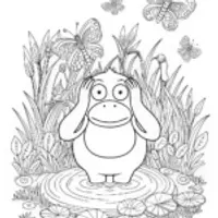 Psyduck by the Lake Coloring Page