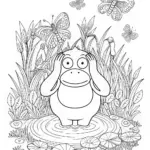 Psyduck by the Lake Coloring Page