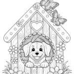 Puppy Cozy in His Doghouse