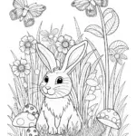 Whimsical Woodland Bunny Coloring Page