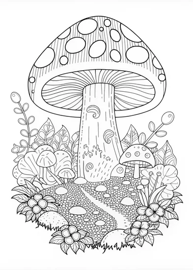 A coloring page of Rainbow Mushroom