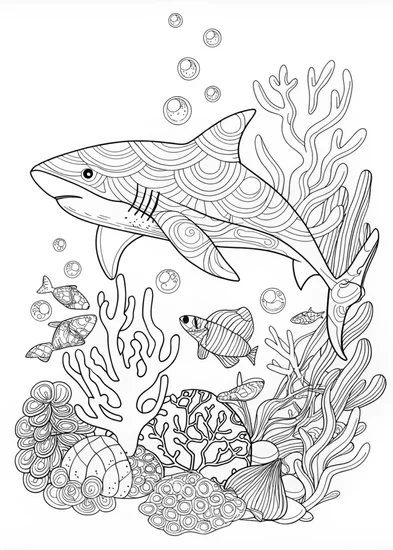A coloring page of Reef Shark