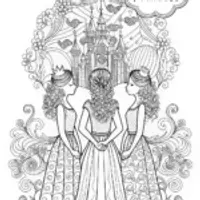 Regal Princesses in Ornate Crowns Coloring Page