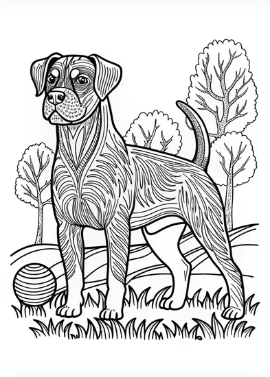 A coloring page of Majestic Dog Portrait Coloring Page