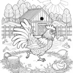 Running Rooster Coloring Fun