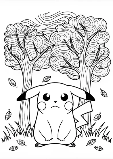 A coloring page of Pikachu Coloring Fun: Electric Adventure!
