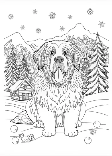 A coloring page of Saint Bernard Coloring Page