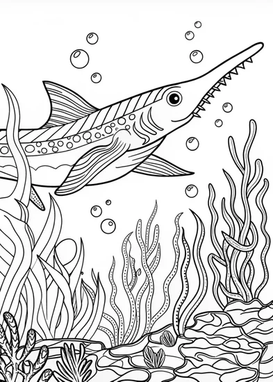 A coloring page of “Shark Adventures in the Deep Sea”