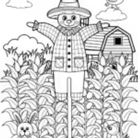 Scarecrow in the Cornfield: A Coloring Adventure