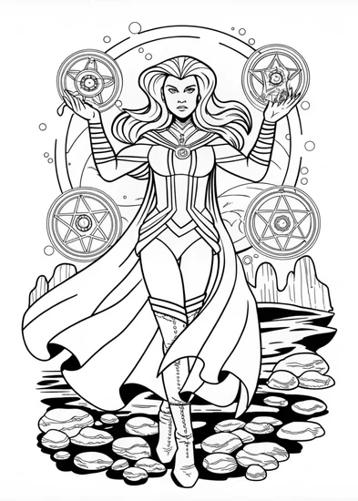 A coloring page of Scarlet Witch