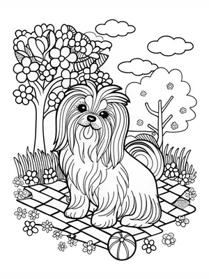 Adorable Shih Tzu Puppy Coloring Page coloring pages