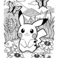 Pikachu Smiling Coloring Page